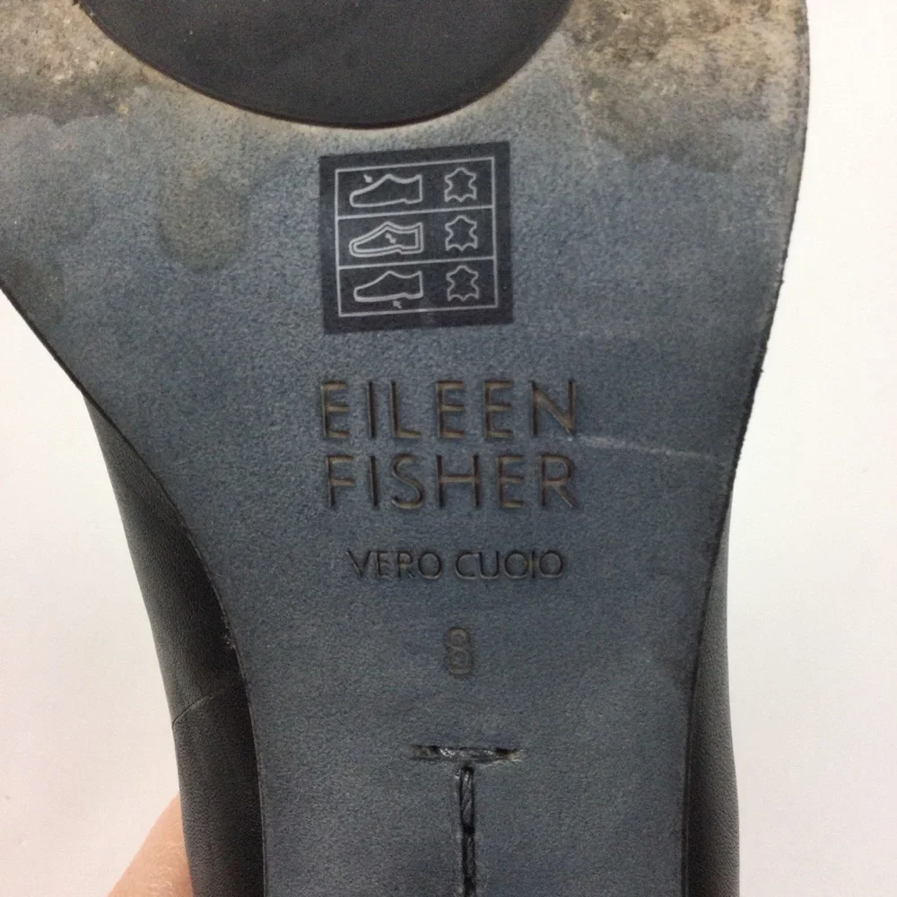 EILEEN FISHER Black Leather Zipper Bootie Sz 8